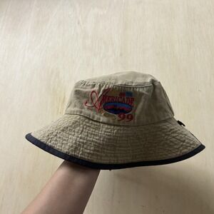 Vintage‎ Americade 99 Hat Bucket Mens One Size Beige Cotton Biker Motorcycle 90s